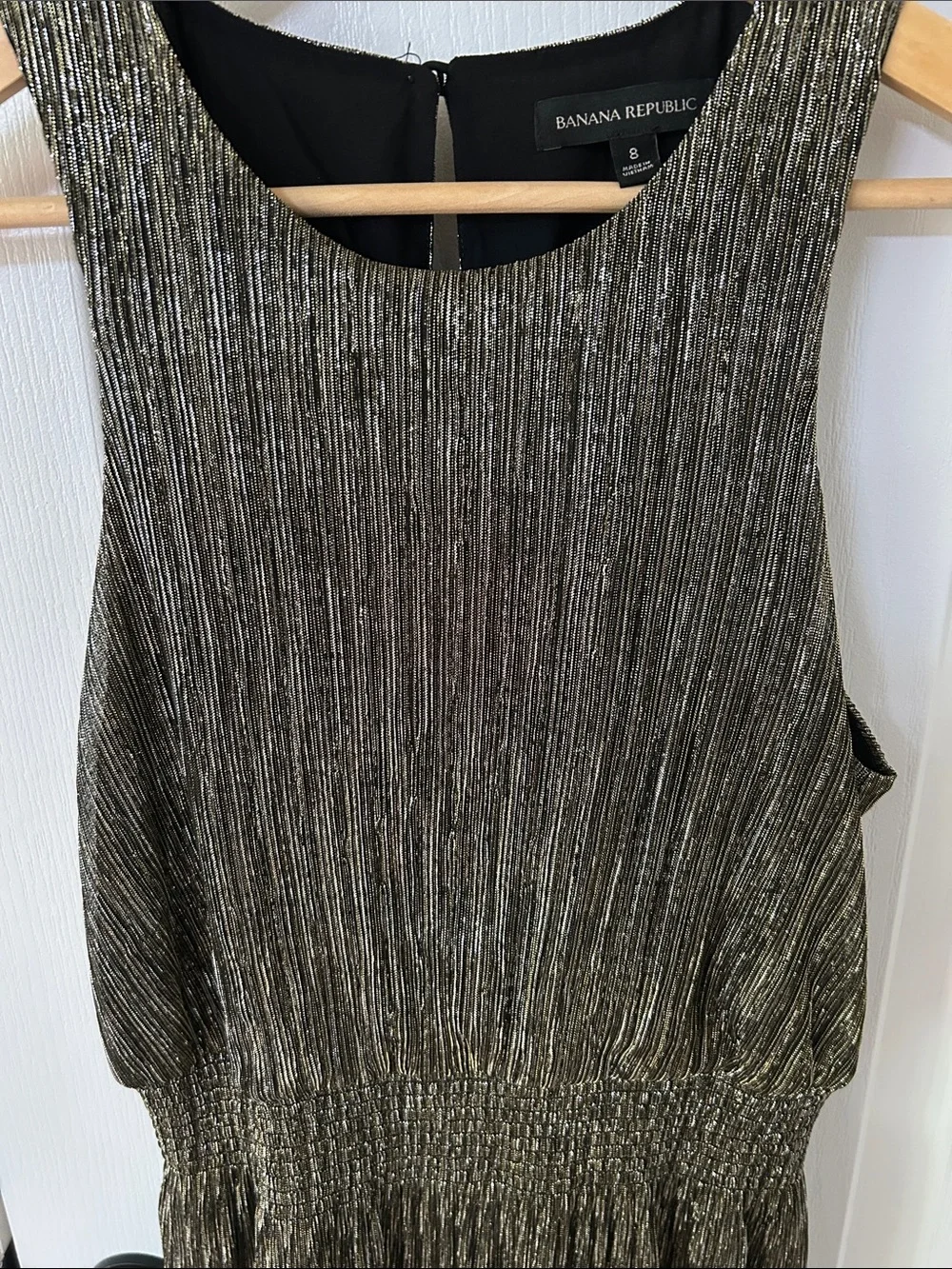Banana Republic Metallic Goldish Pleated Maxi Dress - Picture 2 of 3